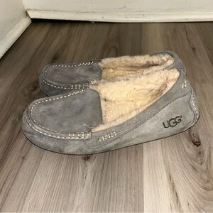 UGG Gray Moccasin Slippers with Cream Lining